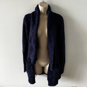 Amanda Green blue chunky knit cardigan with zipper detail size small (G1)